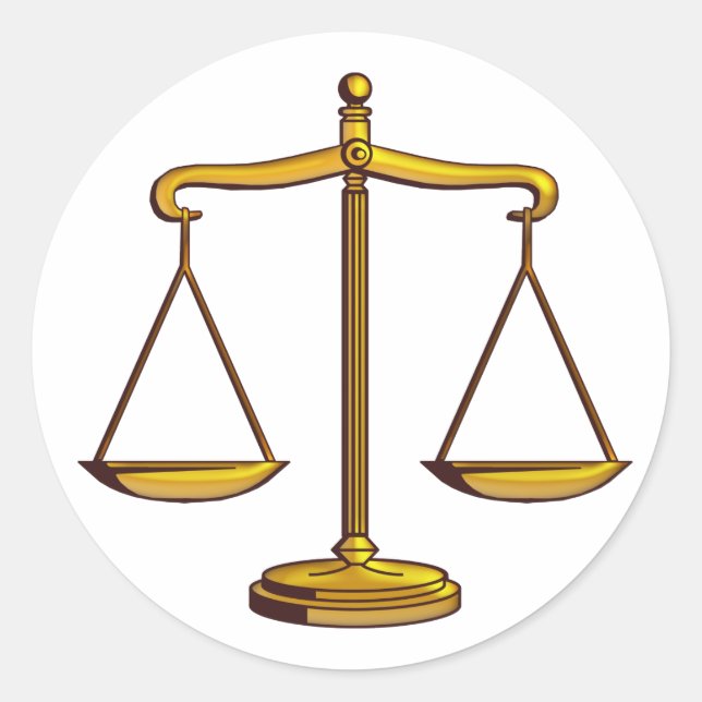 Classic Scales of Justice | Law Office Round Sticker (Front)
