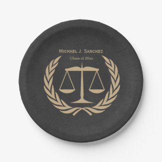 Classic Scales of Justice Law School Graduation Paper Plates