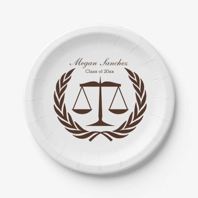 Classic Scales of Justice Law School Graduation Paper Plates (Front)