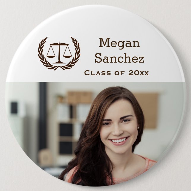 Classic Scales of Justice Law School Graduation Pinback Button (Front)