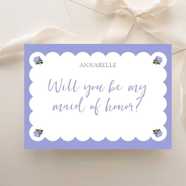 Classic Scallop Hydrangea Maid of Honor Proposal  Card (Creator Uploaded)