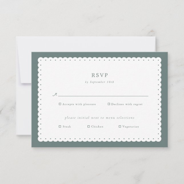 Classic Scalloped Edge Wedding Response Card (Front)