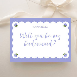 Classic Scalloped Hydrangea Bridesmaid Proposal Card