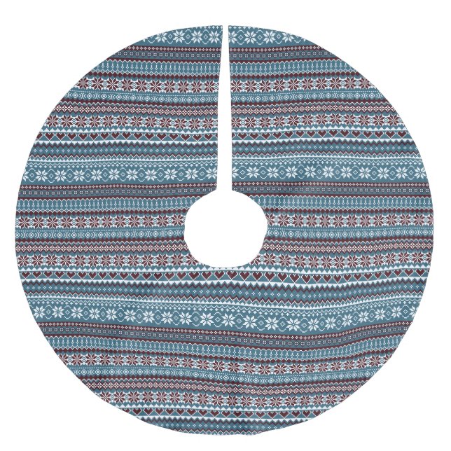 Classic Scandinavian Christmas Sweater Pattern Brushed Polyester Tree Skirt (Front)