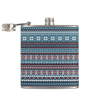 Classic Scandinavian Christmas Sweater Pattern Flask