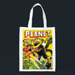 CLASSIC SCIENCE FICTION RETRO PLANET COMICS GROCERY BAG<br><div class="desc">A funky Reusable Grocery Bag,  with the cover of the Retro science fiction magazine Planet Comics,  No. 42,  May 1946. The cover art is by Joe Doolin. Available in other styles. Visit our store for more Sci Fi Gifts and other articles.</div>