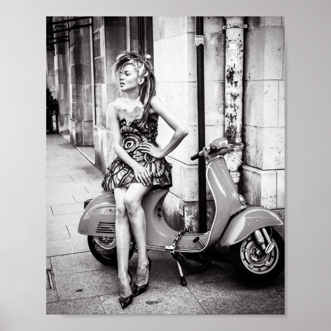 Classic Scooter Poster Girl Paris France (Front)