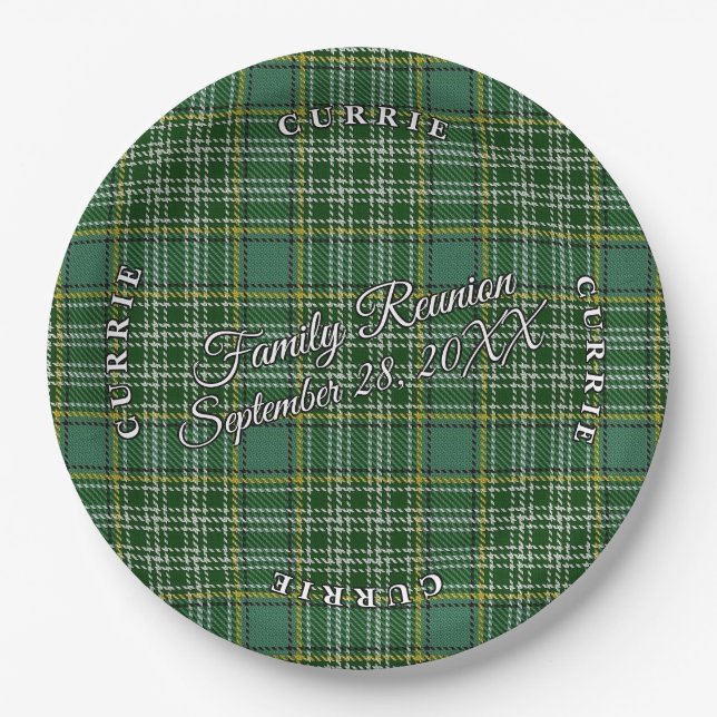 Classic Scots Clan Currie Tartan Event Paper Plates (Front)