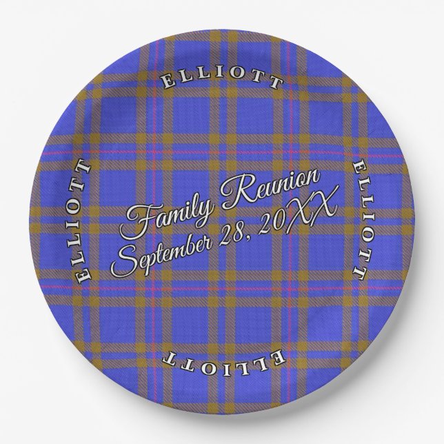 Classic Scots Clan Elliot Tartan Event Paper Plates (Front)