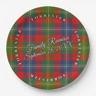 Classic Scots Clan Forrester Tartan Event Paper Plates