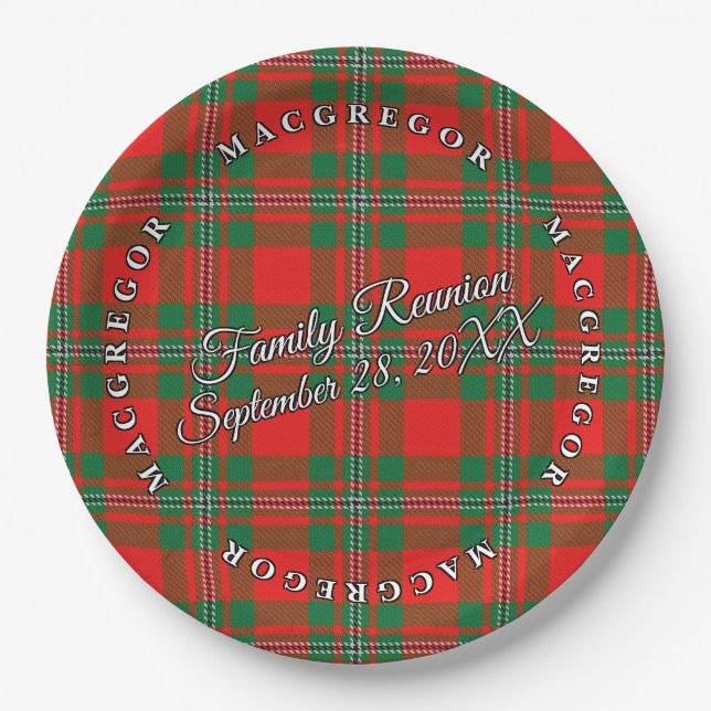 Classic Scots Clan Gregor MacGregor Tartan Event Paper Plates (Front)