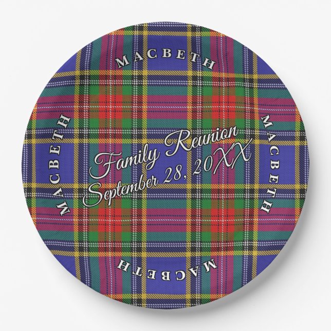 Classic Scots Clan MacBeth Tartan Event Paper Plates (Front)