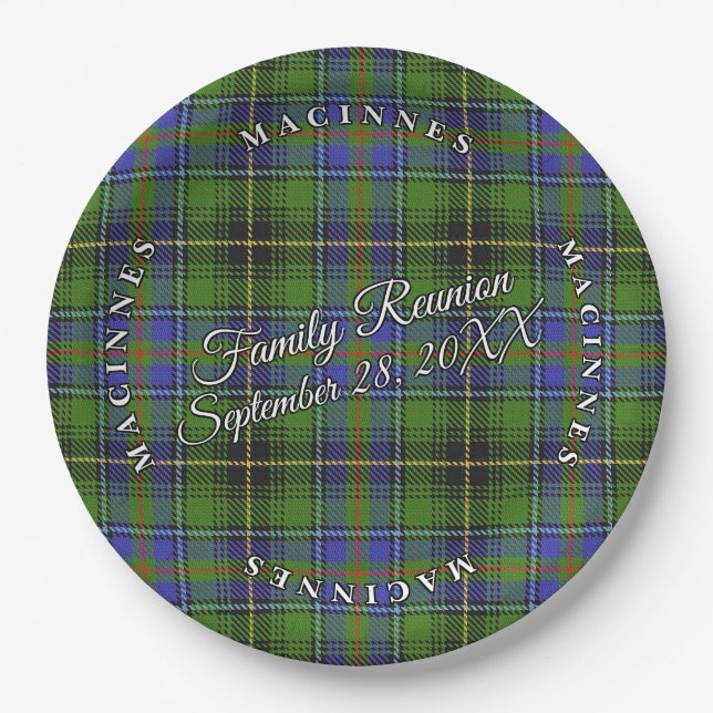 Classic Scots Clan MacInnes Tartan Event Paper Plates (Front)