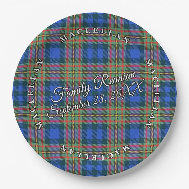 Classic Scots Clan MacLellan Tartan Event Paper Plates (Front)