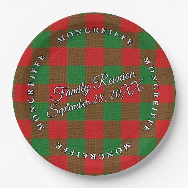 Classic Scots Clan Moncreiffe Tartan Event Paper Plates (Front)