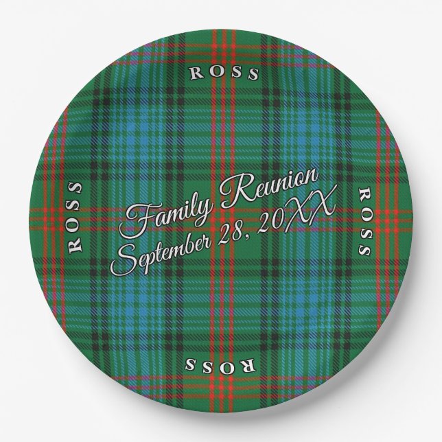 Classic Scots Clan Ross Tartan Event Paper Plates (Front)