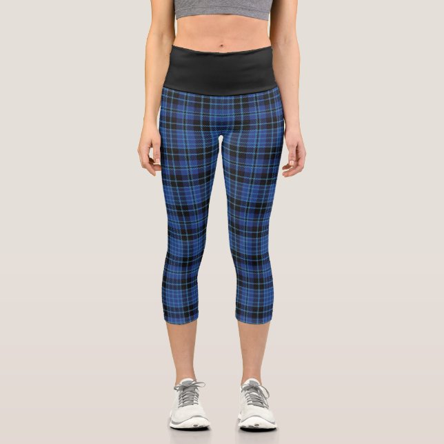 Classic Scottish Clergy Clan Clark Tartan Plaid Capri Leggings (Front)