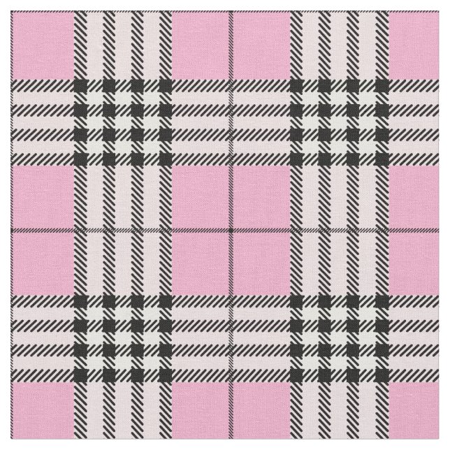 Classic Scottish Tartan Pattern Pink Fabric (Close Up)