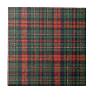 Classic Scottish Tartan Red & Green Plaid Pattern Ceramic Tile