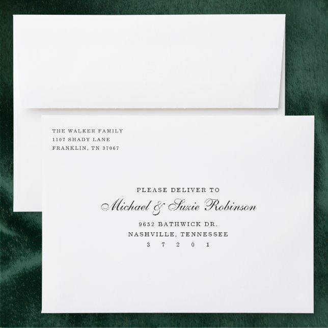Classic Script Addressed Envelopes (Green)