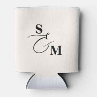 Classic Script Ampersand Modern Wedding Can Cooler