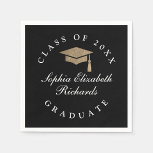 Classic Script Black and White Graduation  Napkins