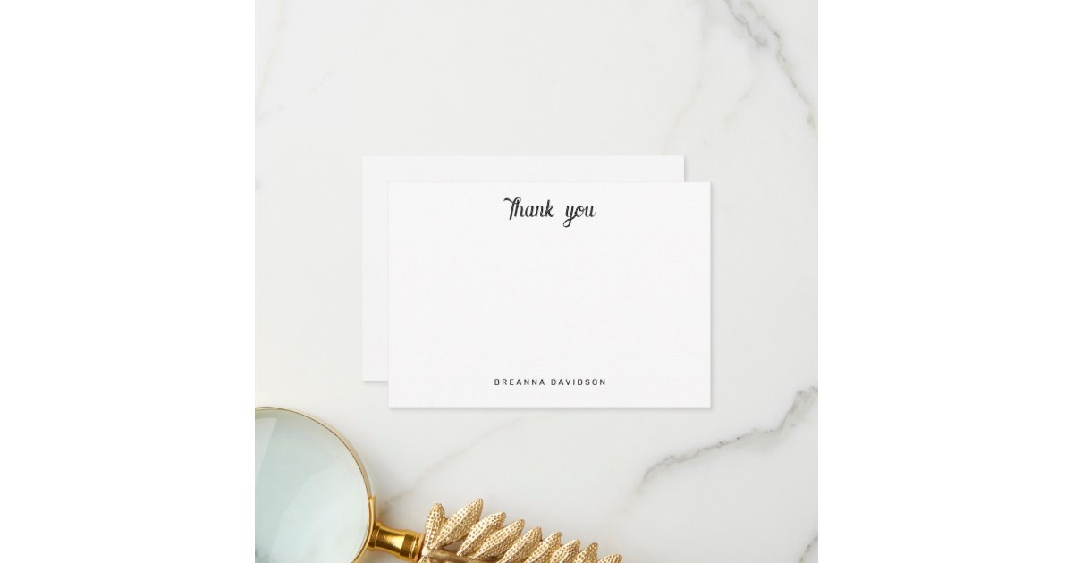 Classic Script Black and White Thank You Note Card Zazzle