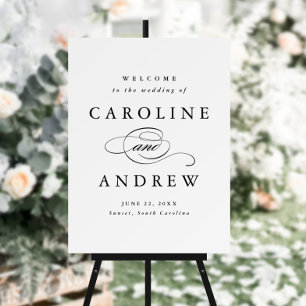 Classic Script Black and White Wedding Welcome Foam Board