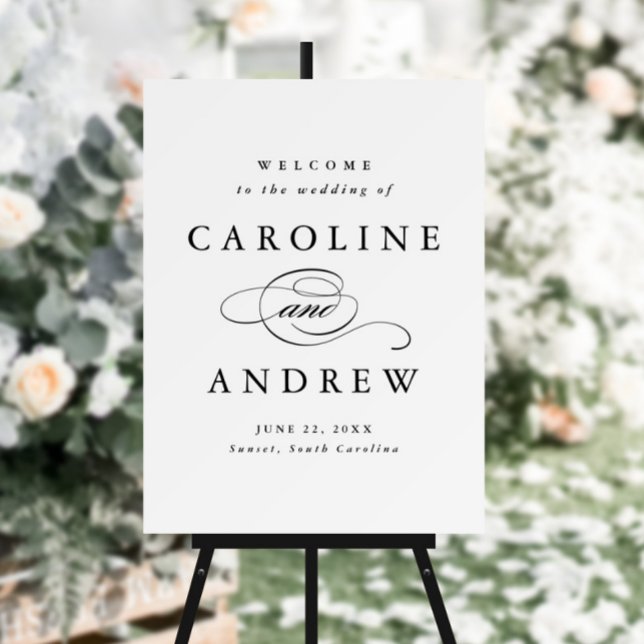 Classic Script Black and White Wedding Welcome Foam Board (Creator Uploaded)