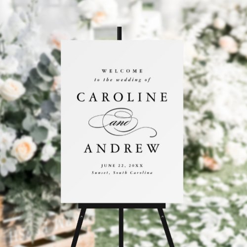 Classic Script Black and White Wedding Welcome Poster
