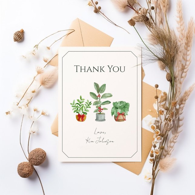 Classic Script Botanical Greenery Thank You Card (Creator Uploaded)