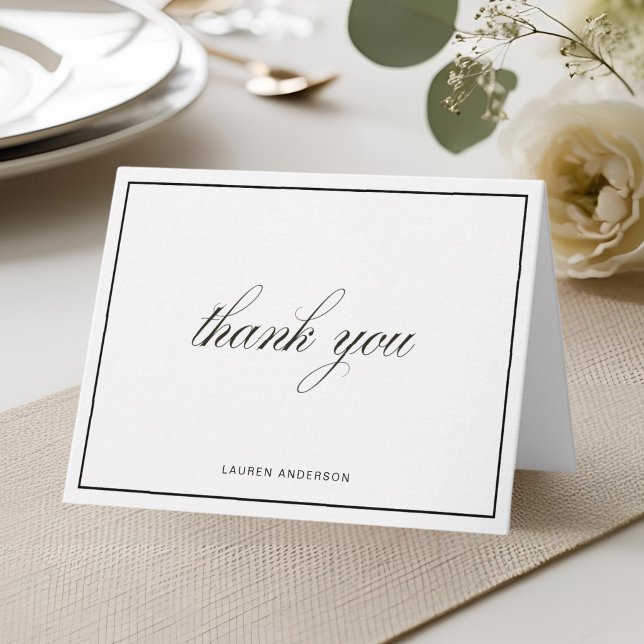 Classic Script Bridal Shower Folded Thank You Card (Creator Uploaded)