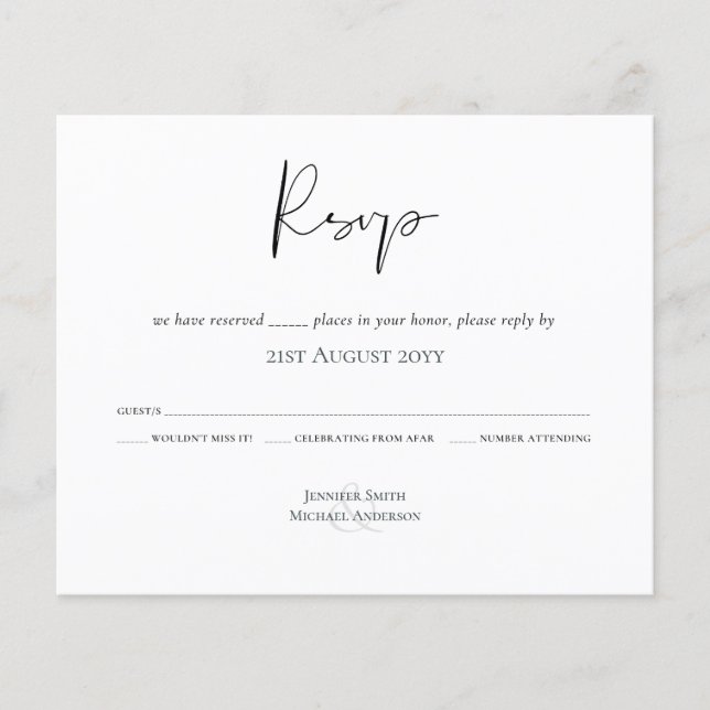 Classic Script Buddget Wedding RSVP (Front)