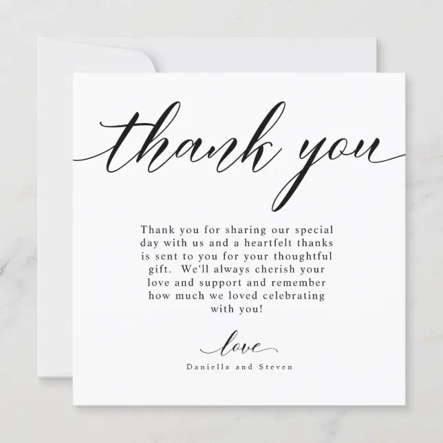 Classic Script Calligraphy Wedding Thank You Card | Zazzle
