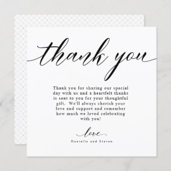 Classic Script Calligraphy Wedding Thank You Card | Zazzle