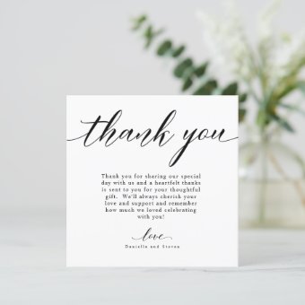 Classic Script Calligraphy Wedding Thank You Card | Zazzle
