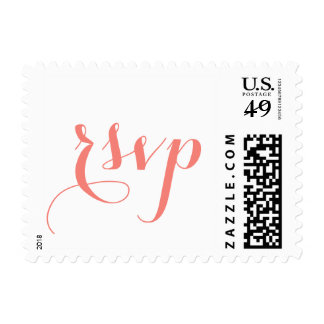 Classic Script Coral | Elegant Wedding RSVP Stamp