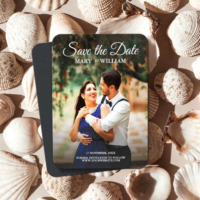 Classic Script Custom Photo Wedding Save The Date Magnet (Creator Uploaded)