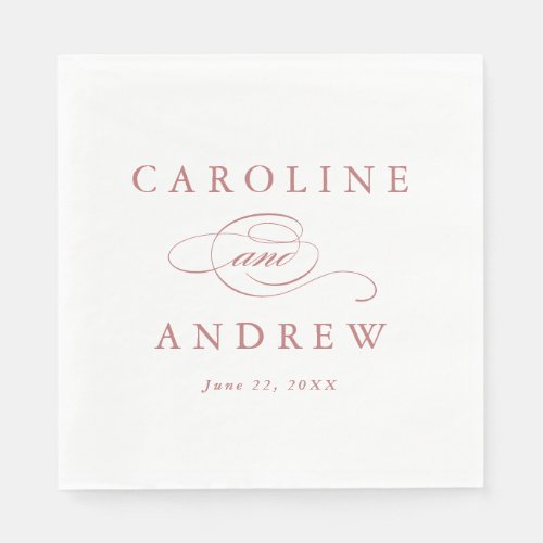 Classic Script Dusty Pink Wedding Napkins