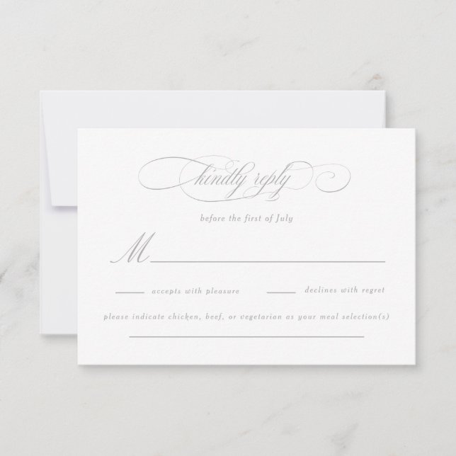 Classic Script Elegance Wedding RSVP Card (Front)
