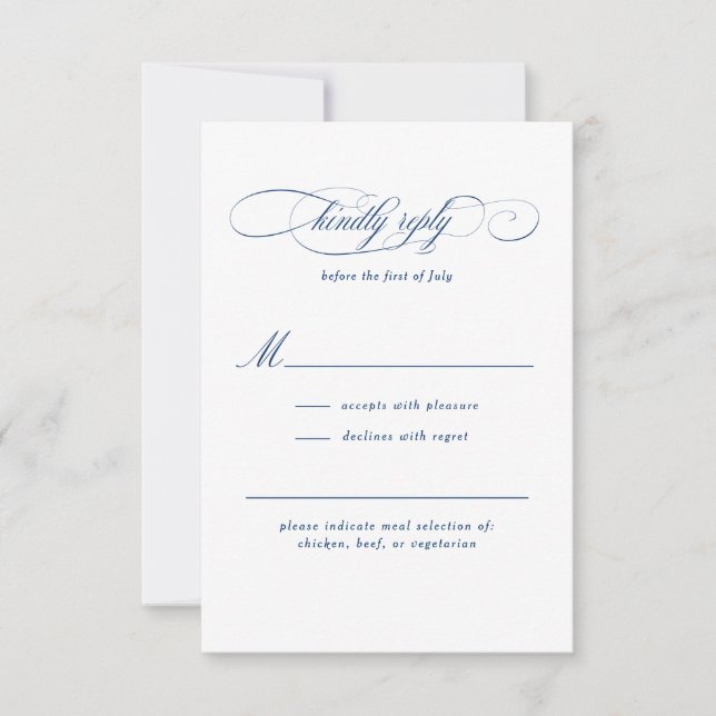 Classic Script Elegance Wedding RSVP Card (Front)