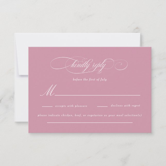 Classic Script Elegance Wedding RSVP Card (Front)