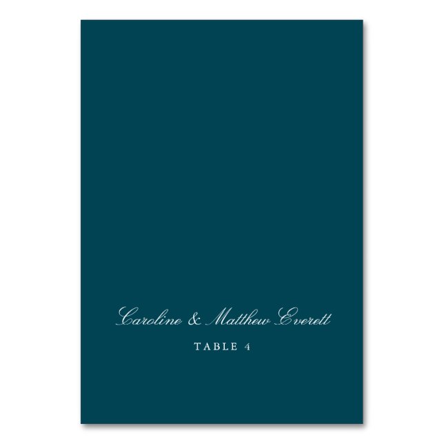 Classic Script Elegant Custom Name Teal Place Card (Front)