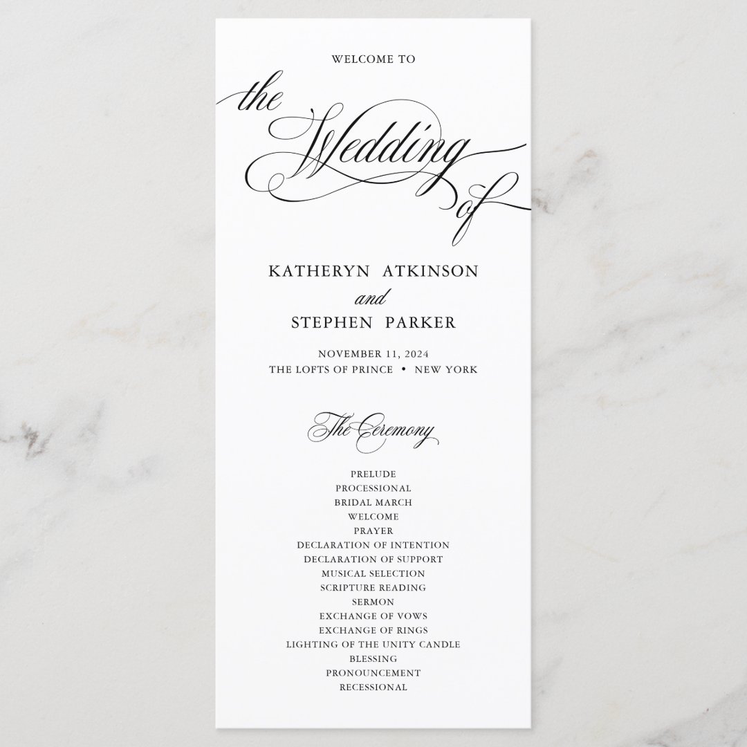 Classic Script Elegant Wedding Ceremony Program | Zazzle