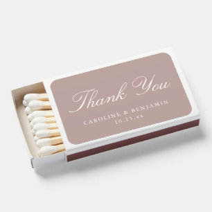 Classic Script Elegant Wedding Custom Mauve Matchboxes