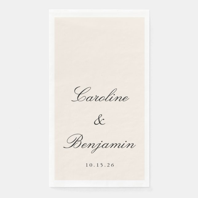 Classic Script Elegant Wedding Custom Name Ivory Paper Guest Towels (Front)