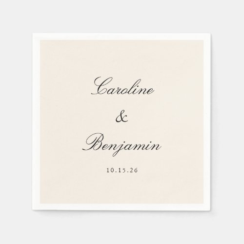 Classic Script Elegant Wedding Custom Names Ivory Napkins