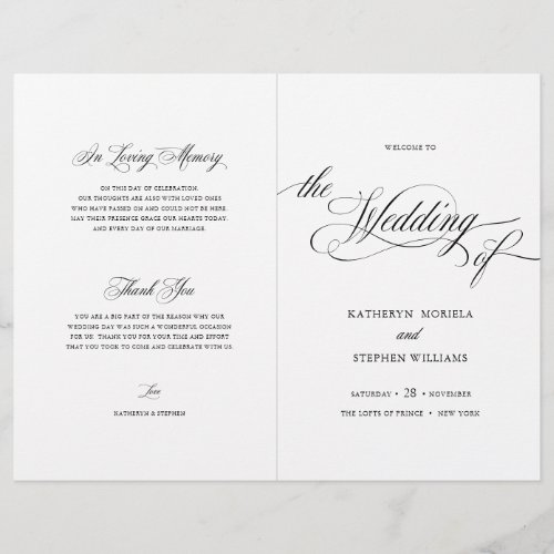 Classic Script Elegant Wedding Program Booklet