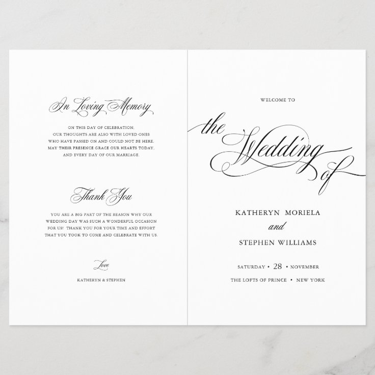 Classic Script Elegant Wedding Program Booklet | Zazzle