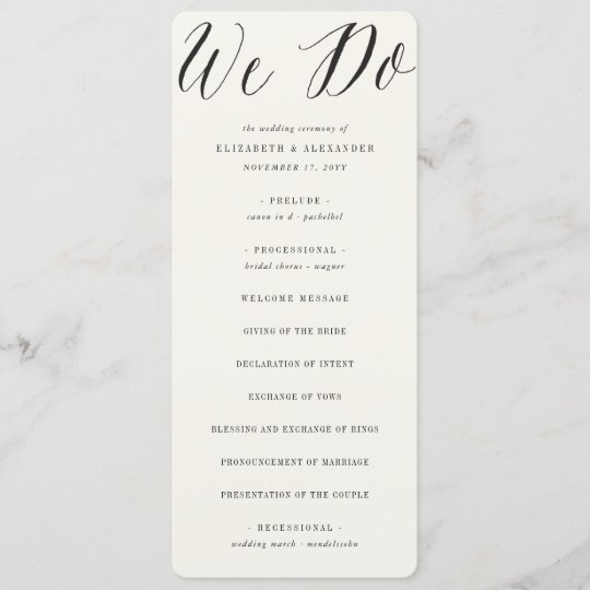 Classic Script Geometric Wedding Program Card Zazzle Com